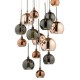 37853-003 Black Chrome 15 Light Cluster Pendant with Multicoloured Glasses