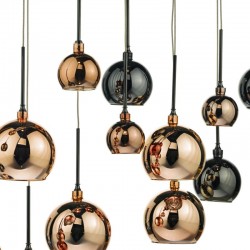 22873-003 Black Chrome 15 Light over Island Fitting with Multicoloured Glasses