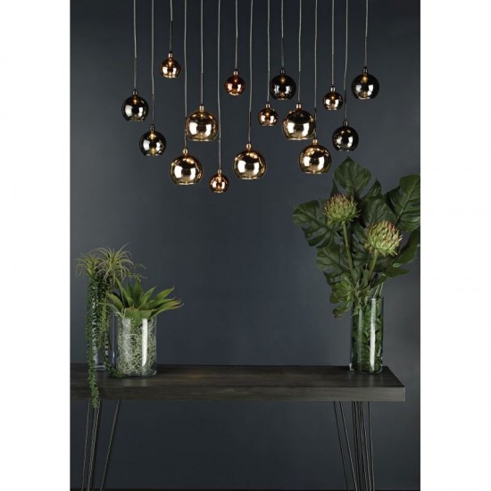 22873-003 Black Chrome 15 Light over Island Fitting with Multicoloured Glasses 22873-003 Black Chrome 15 Light over Island Fitting with Multicoloured Glasses