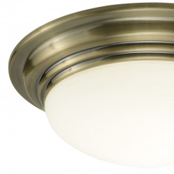 4133-003 Bathroom Antique Brass Flush with Opal Glass