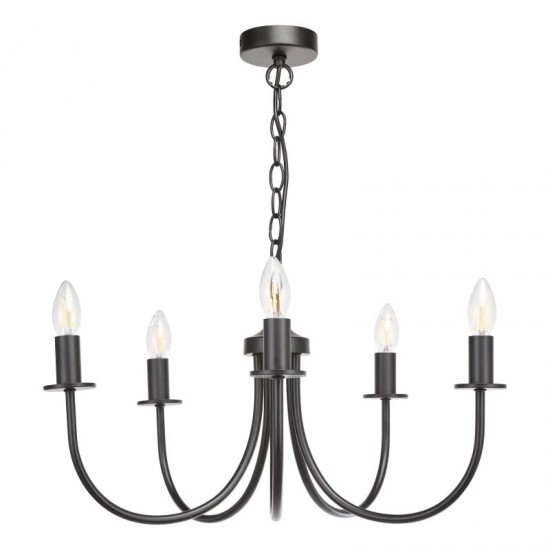 74728-003 Matt Black 5 Light Centre Fitting
