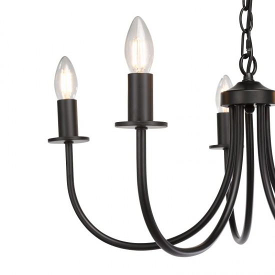 74728-003 Matt Black 5 Light Centre Fitting