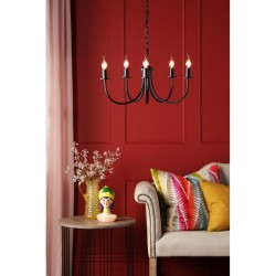 74728-003 Matt Black 5 Light Centre Fitting