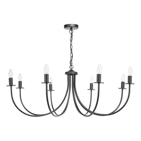 74731-003 Matt Black 8 Light Centre Fitting