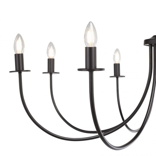 74731-003 Matt Black 8 Light Centre Fitting