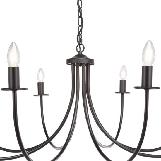 74731-003 Matt Black 8 Light Centre Fitting