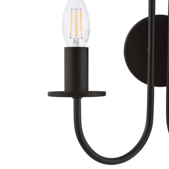 74734-003 Matt Black 2 Light Wall Lamp