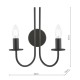 74734-003 Matt Black 2 Light Wall Lamp