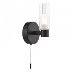 74749-003 Black Wall Lamp with Frosted & Ribbed Glass IP44