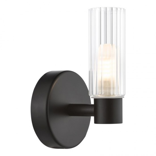 74749-003 Black Wall Lamp with Frosted & Ribbed Glass IP44