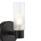 74749-003 Black Wall Lamp with Frosted & Ribbed Glass IP44
