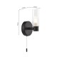 74749-003 Black Wall Lamp with Frosted & Ribbed Glass IP44