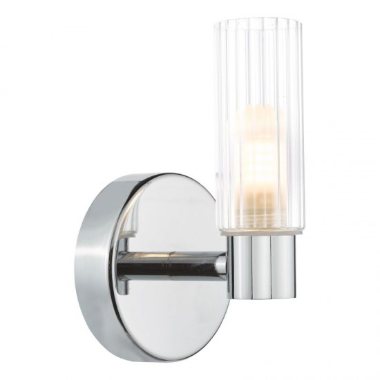 74750-003 Chrome Wall Lamp with Frosted & Ribbed Glass IP44