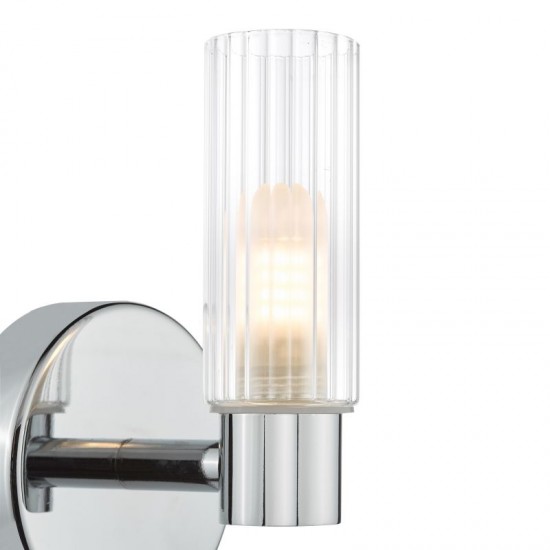 74750-003 Chrome Wall Lamp with Frosted & Ribbed Glass IP44