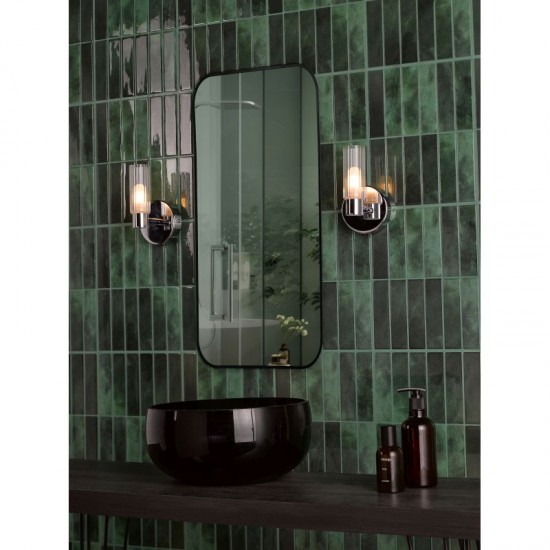 74750-003 Chrome Wall Lamp with Frosted & Ribbed Glass IP44