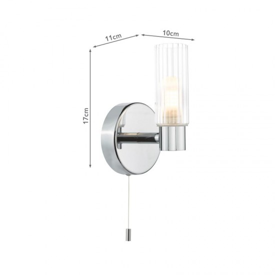 74750-003 Chrome Wall Lamp with Frosted & Ribbed Glass IP44