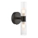 74751-003 Black 2 Light Wall Lamp with Frosted & Ribbed Glass IP44
