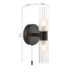 74751-003 Black 2 Light Wall Lamp with Frosted & Ribbed Glass IP44