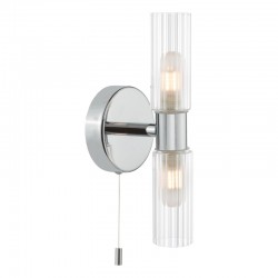 74752-003 Chrome 2 Light Wall Lamp with Frosted & Ribbed Glass IP44