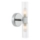 74752-003 Chrome 2 Light Wall Lamp with Frosted & Ribbed Glass IP44