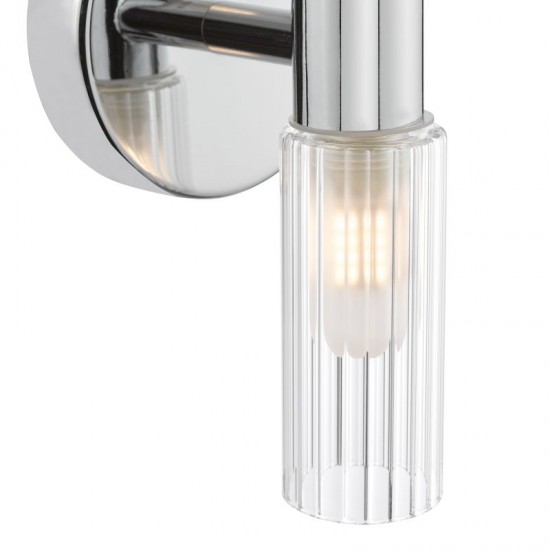 74752-003 Chrome 2 Light Wall Lamp with Frosted & Ribbed Glass IP44