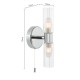 74752-003 Chrome 2 Light Wall Lamp with Frosted & Ribbed Glass IP44
