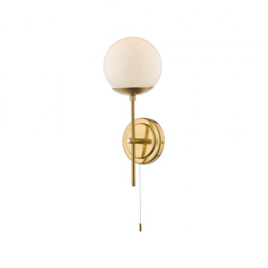 61641-003 Natural Brass Wall Lamp with Opal Glass
