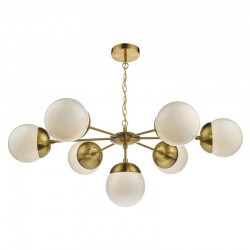 1329-003 Natural Brass 7 Light Centre Fitting with Opal Glasses 1329-003 Natural Brass 7 Light Centre Fitting with Opal Glasses