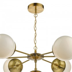 1329-003 Natural Brass 7 Light Centre Fitting with Opal Glasses