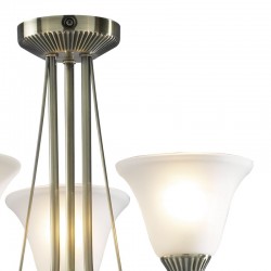 4202-003 Antique Brass 3 Light Centre Fitting with White Glasses