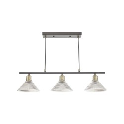 61643-003 Antique Brass 3 Light Fitting with Prismatic Clear Glasses 61643-003 Antique Brass 3 Light Fitting with Prismatic Clear Glasses