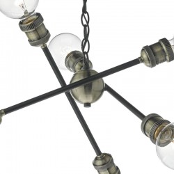 22877-003 Antique Brass & Black 6 Light Central Fitting