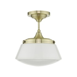 61644-003 Bathroom Antique Brass Ceiling Lamp with Opal Glass  61644-003 Bathroom Antique Brass Ceiling Lamp with Opal Glass