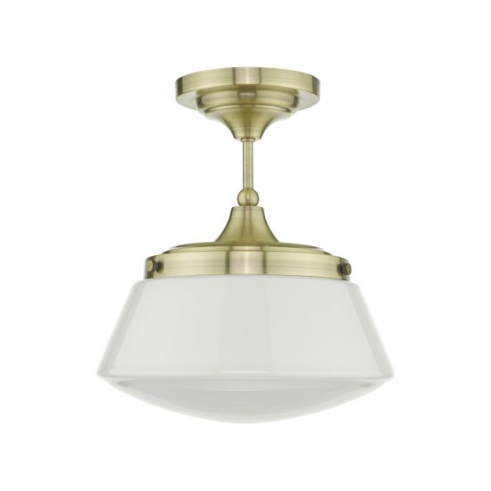 61644-003 Bathroom Antique Brass Ceiling Lamp with Opal Glass