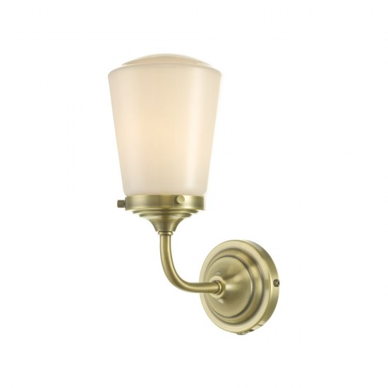 61646-003 Bathroom Antique Brass and Opal Glass Wall Lamp 61646-003 Bathroom Antique Brass and Opal Glass Wall Lamp