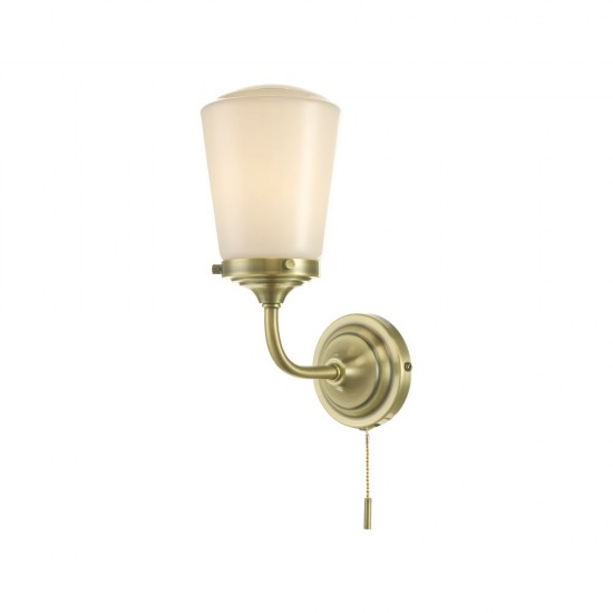 61646-003 Bathroom Antique Brass and Opal Glass Wall Lamp 61646-003 Bathroom Antique Brass and Opal Glass Wall Lamp
