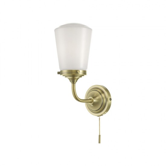 61646-003 Bathroom Antique Brass and Opal Glass Wall Lamp 61646-003 Bathroom Antique Brass and Opal Glass Wall Lamp