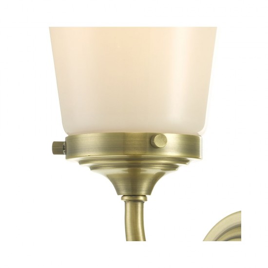 61646-003 Bathroom Antique Brass and Opal Glass Wall Lamp 61646-003 Bathroom Antique Brass and Opal Glass Wall Lamp