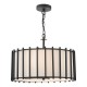 74753-003 Matt Black 4 Light Pendant with Ivory Linen Shade