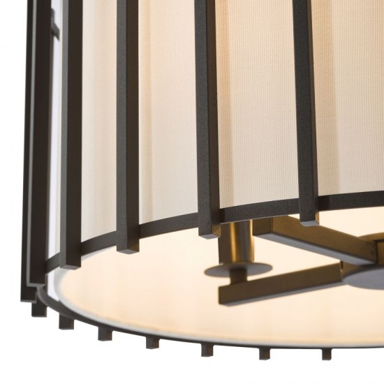 74753-003 Matt Black 4 Light Pendant with Ivory Linen Shade