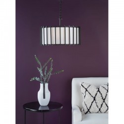 74753-003 Matt Black 4 Light Pendant with Ivory Linen Shade