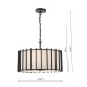 74753-003 Matt Black 4 Light Pendant with Ivory Linen Shade