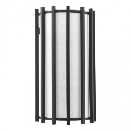 74754-003 Matt Black Wall Lamp with Ivory Linen Shade
