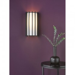 74754-003 Matt Black Wall Lamp with Ivory Linen Shade