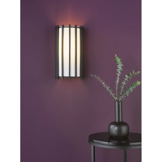 74754-003 Matt Black Wall Lamp with Ivory Linen Shade
