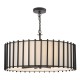 74755-003 Matt Black 8 Light Pendant with Ivory Linen Shade