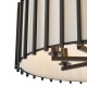74755-003 Matt Black 8 Light Pendant with Ivory Linen Shade