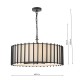 74755-003 Matt Black 8 Light Pendant with Ivory Linen Shade