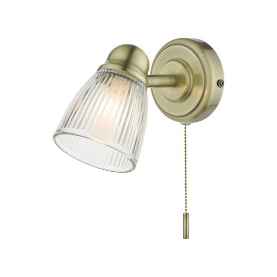 61648-003 Antique Brass Spotlight with Ribbed Glass
