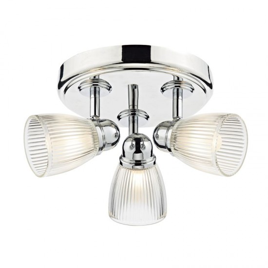 32107-003 Bathroom Chrome 3 Light Spotlights with Ribbed Glasses